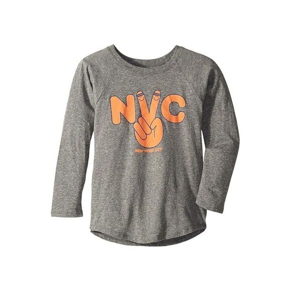 Tiny Whales Nyc Shirt Kids 12-18 Month Gray Raglan Long Sleeve Pullover ERK1177 - Picture 1 of 4